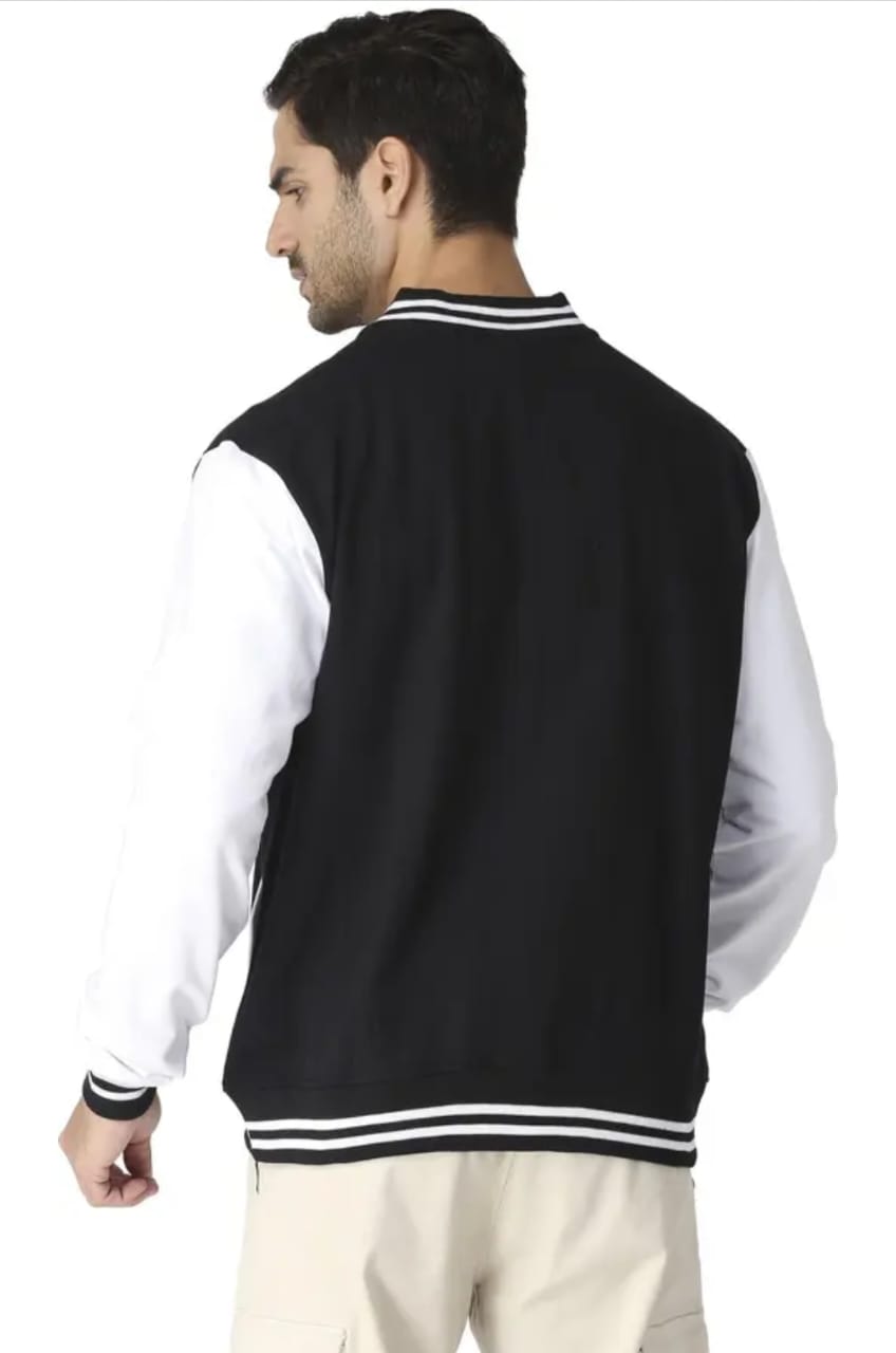 Premium Varsity Vibe Classic Bomber Jacket – Black & White Edition